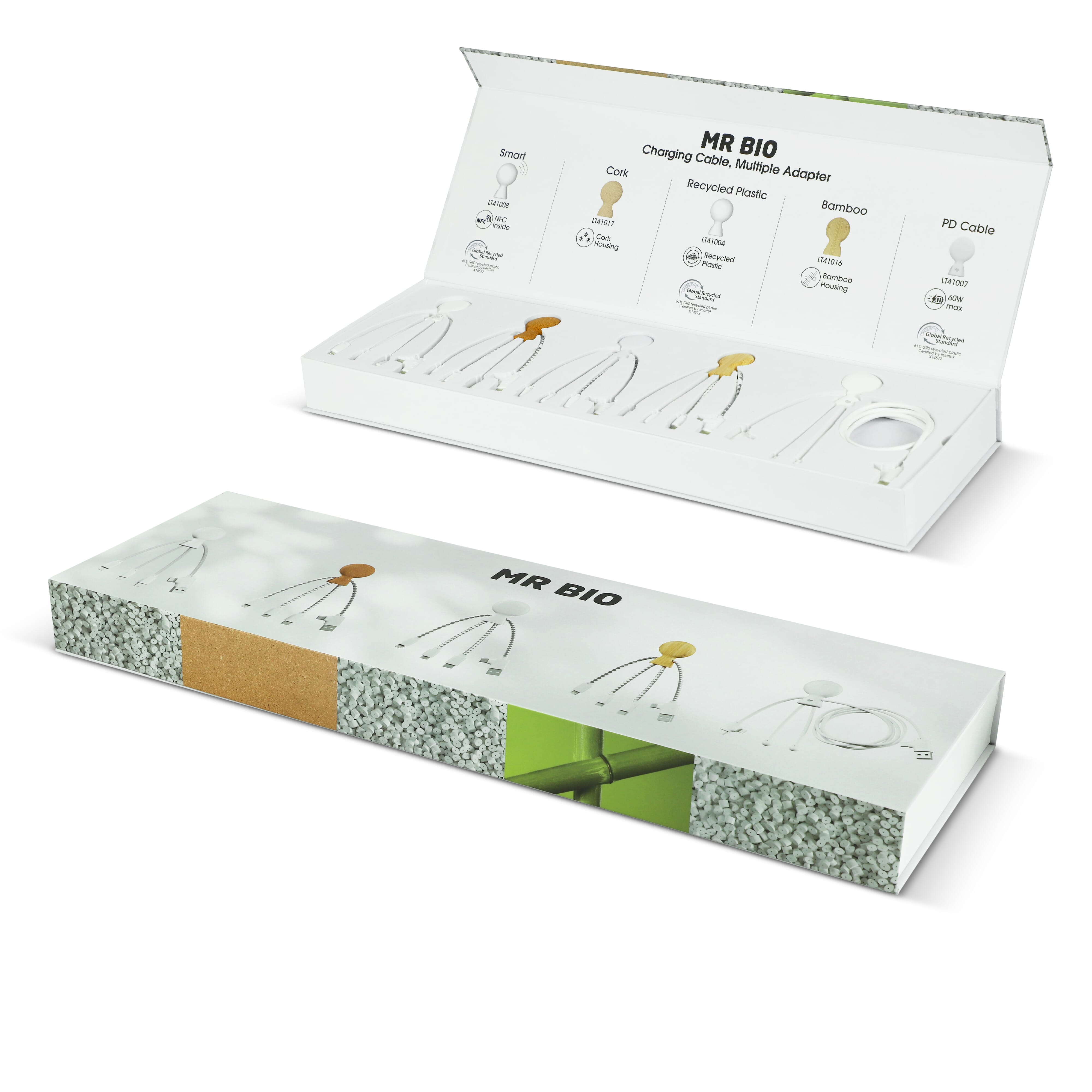 Boîte de présentation variée des Mr. Bio Charging cable