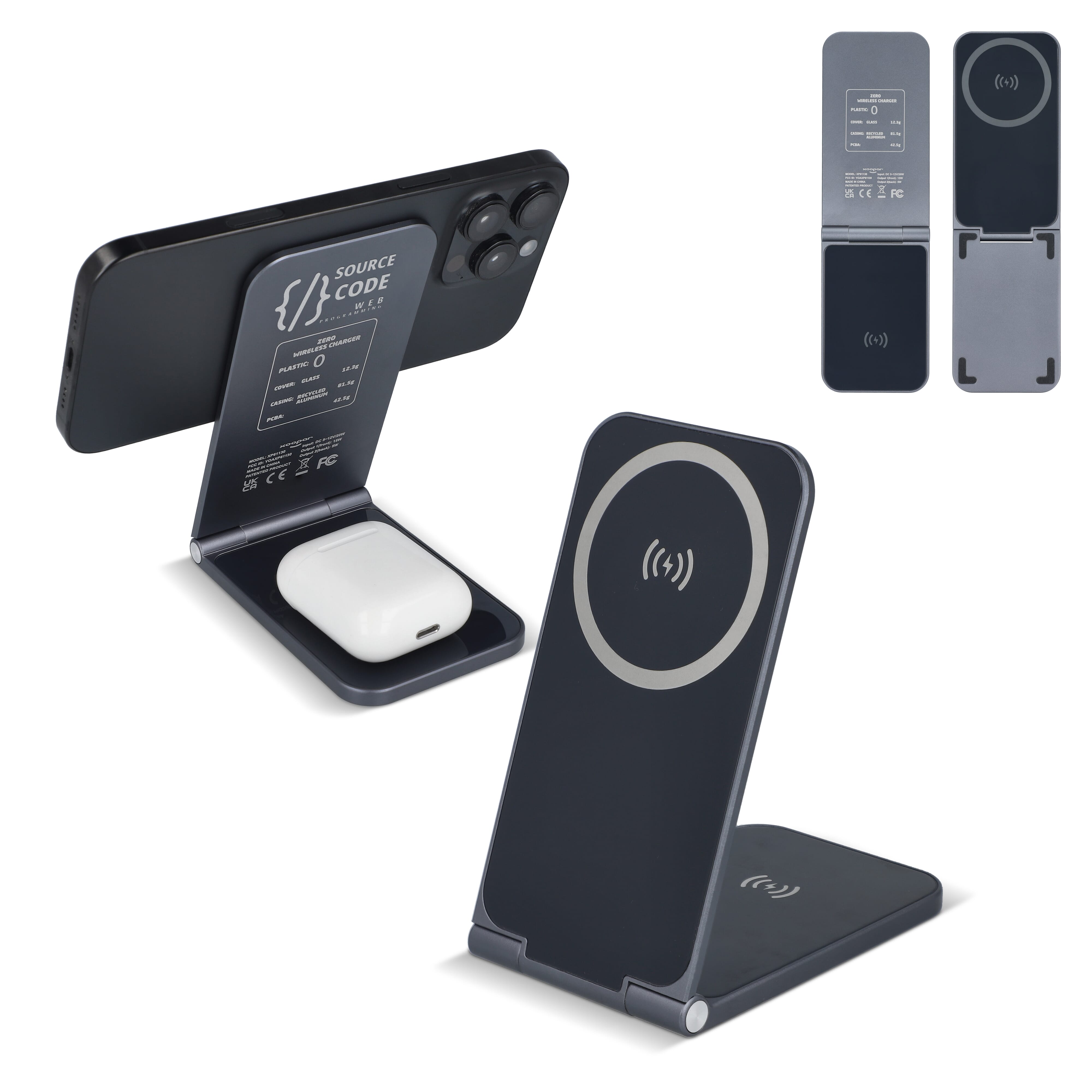 2255 -Xoopar Zero Chargeur sans fil 2 en 1 compatible avec MagSafe