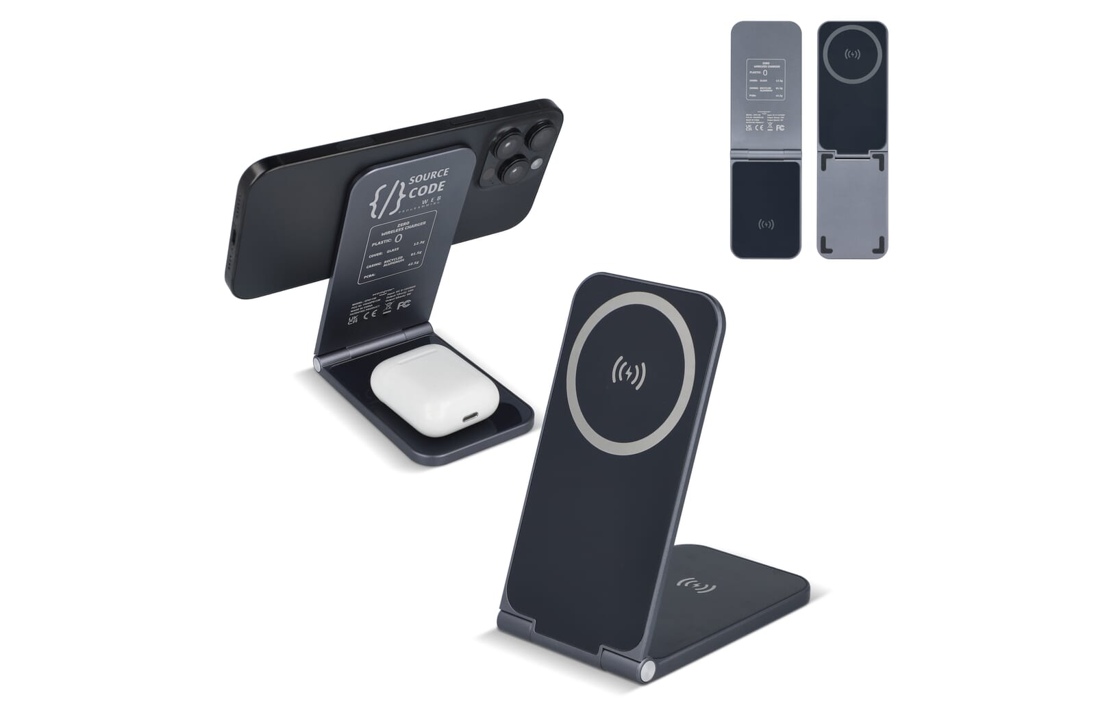 2255 -Xoopar Zero Chargeur sans fil 2 en 1 compatible avec MagSafe