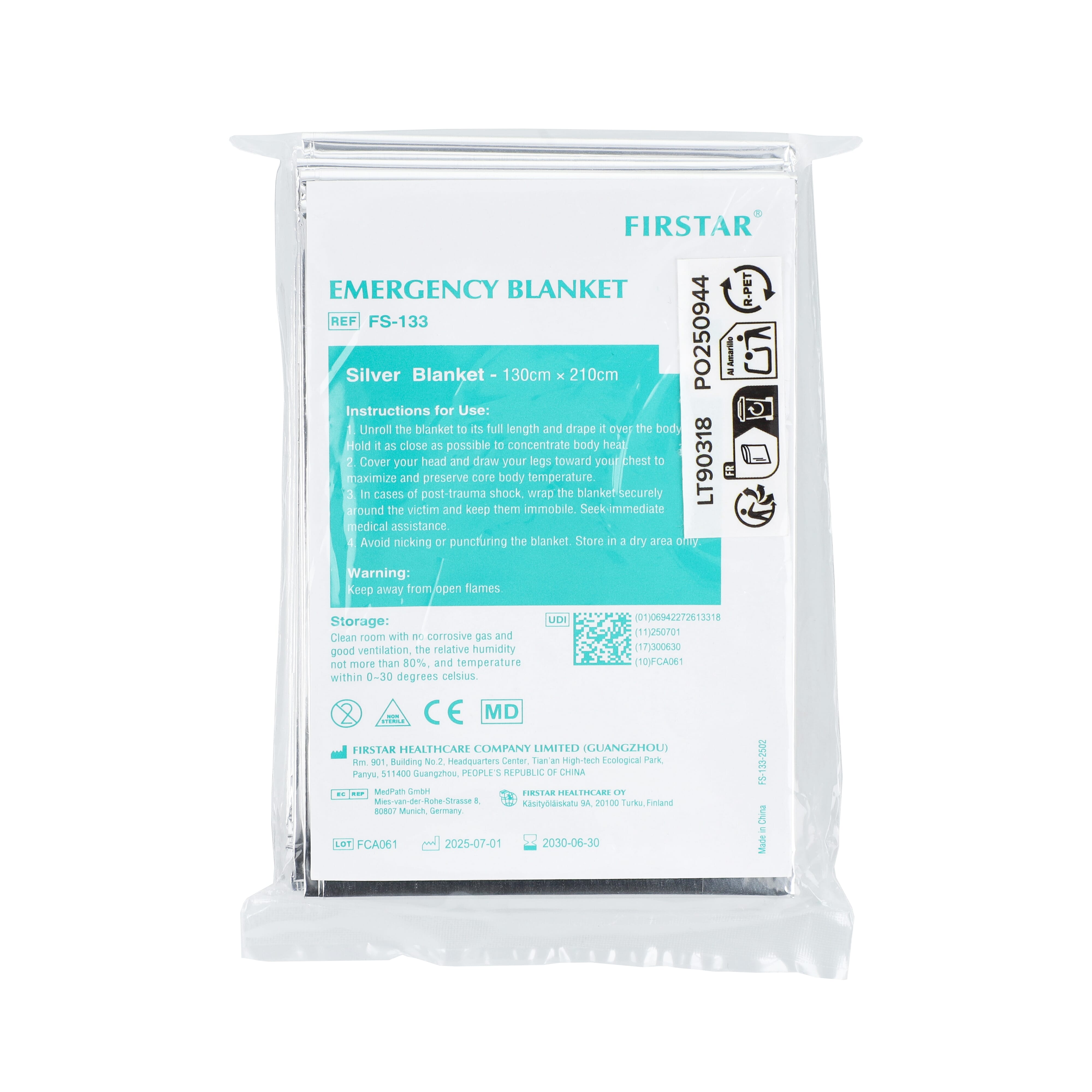 Couverture de premiers secours d'urgence 130 x 210 cm