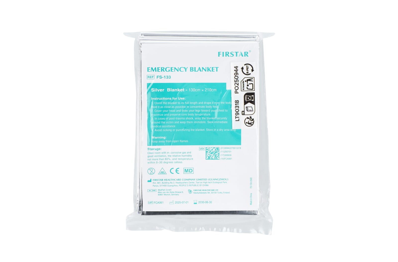 Couverture de premiers secours d'urgence 130 x 210 cm