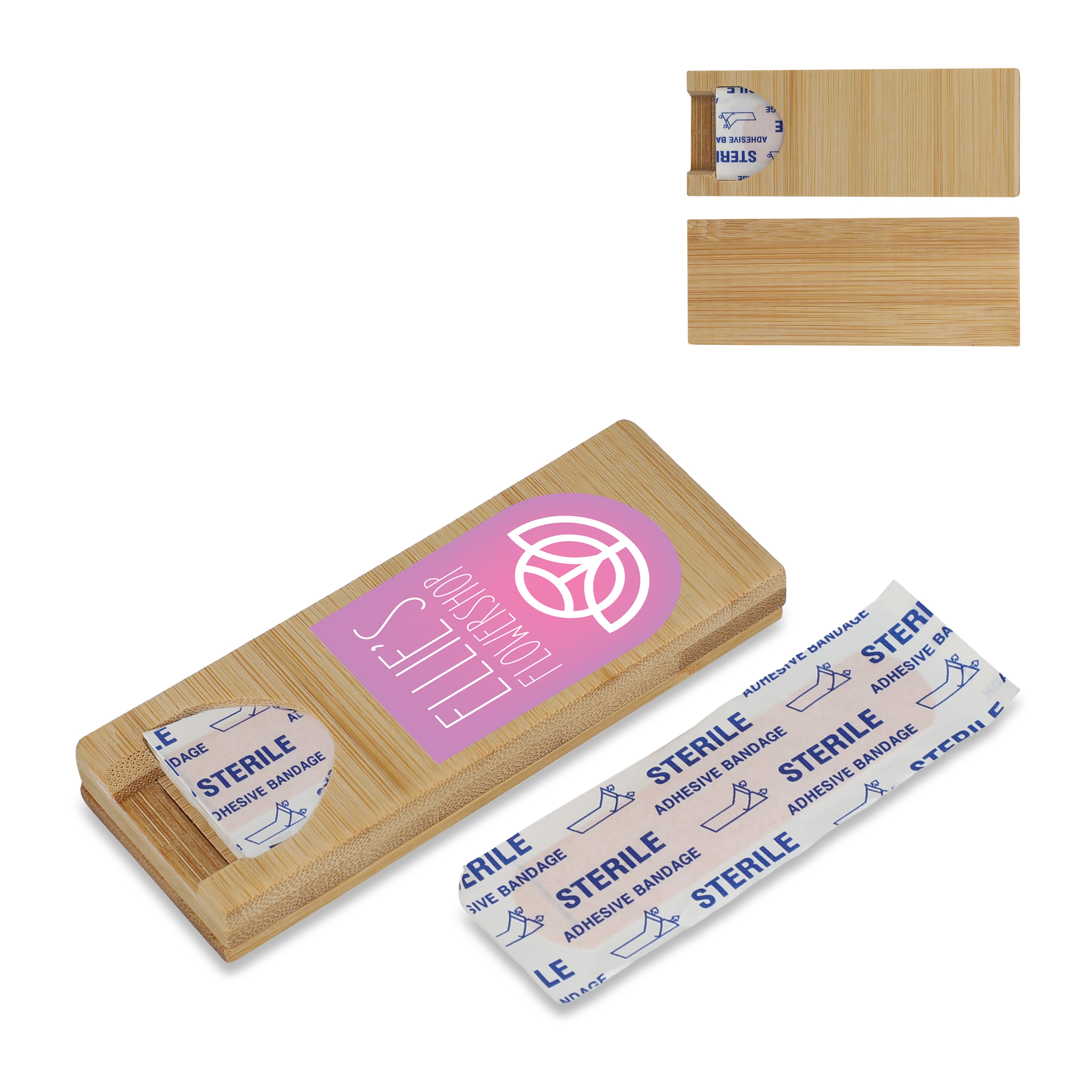 Pansements dans une boîte en bambou