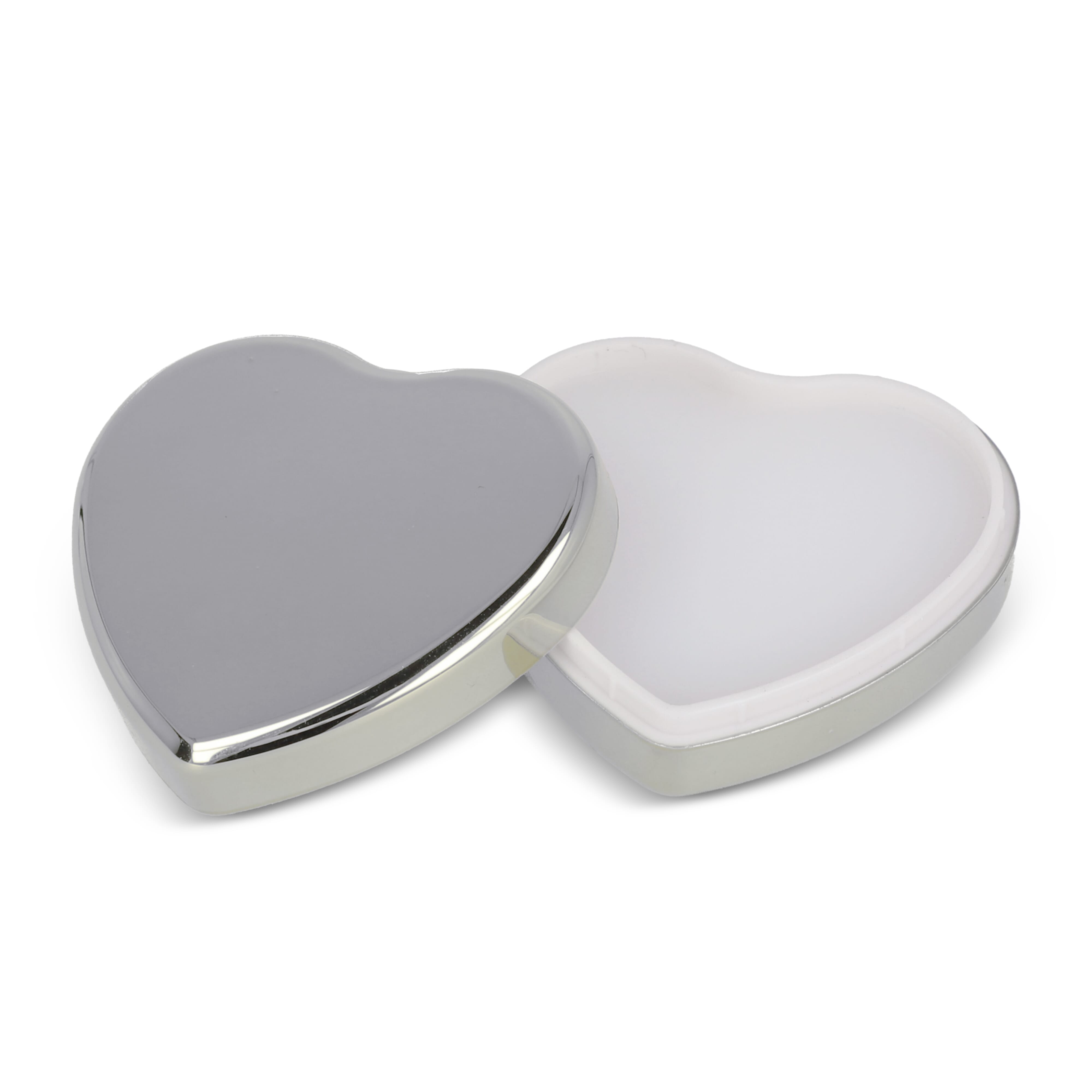 Baume à lèvres plat métallique en forme de cœur