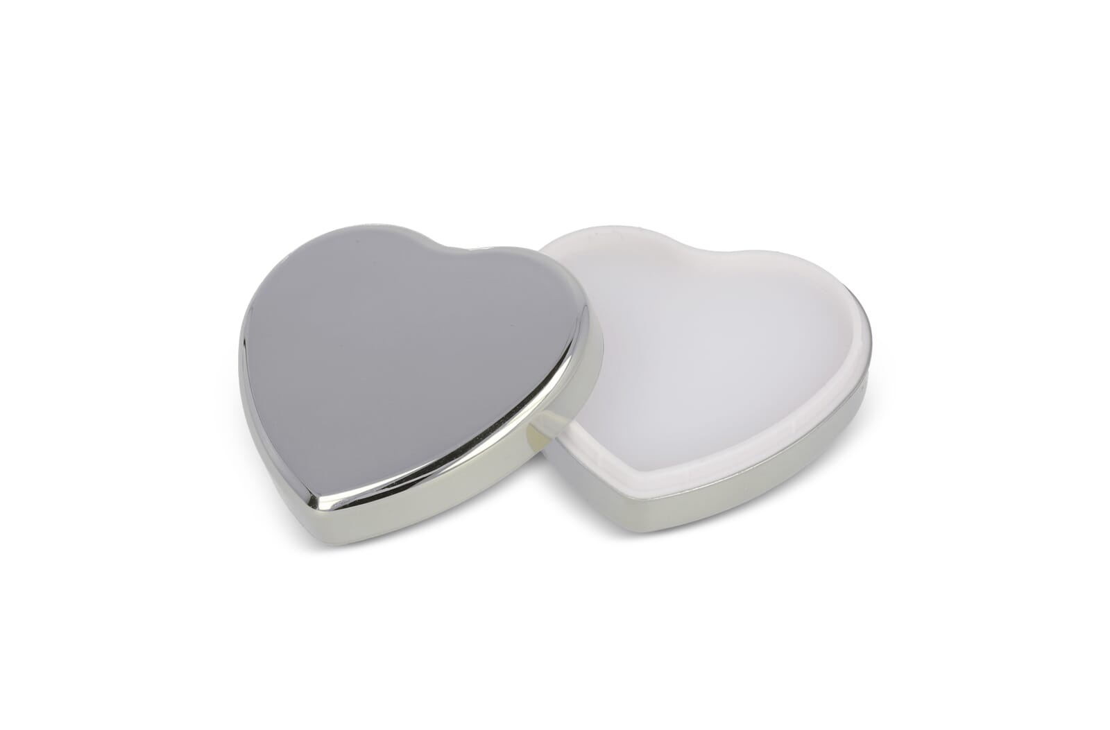 Baume à lèvres plat métallique en forme de cœur