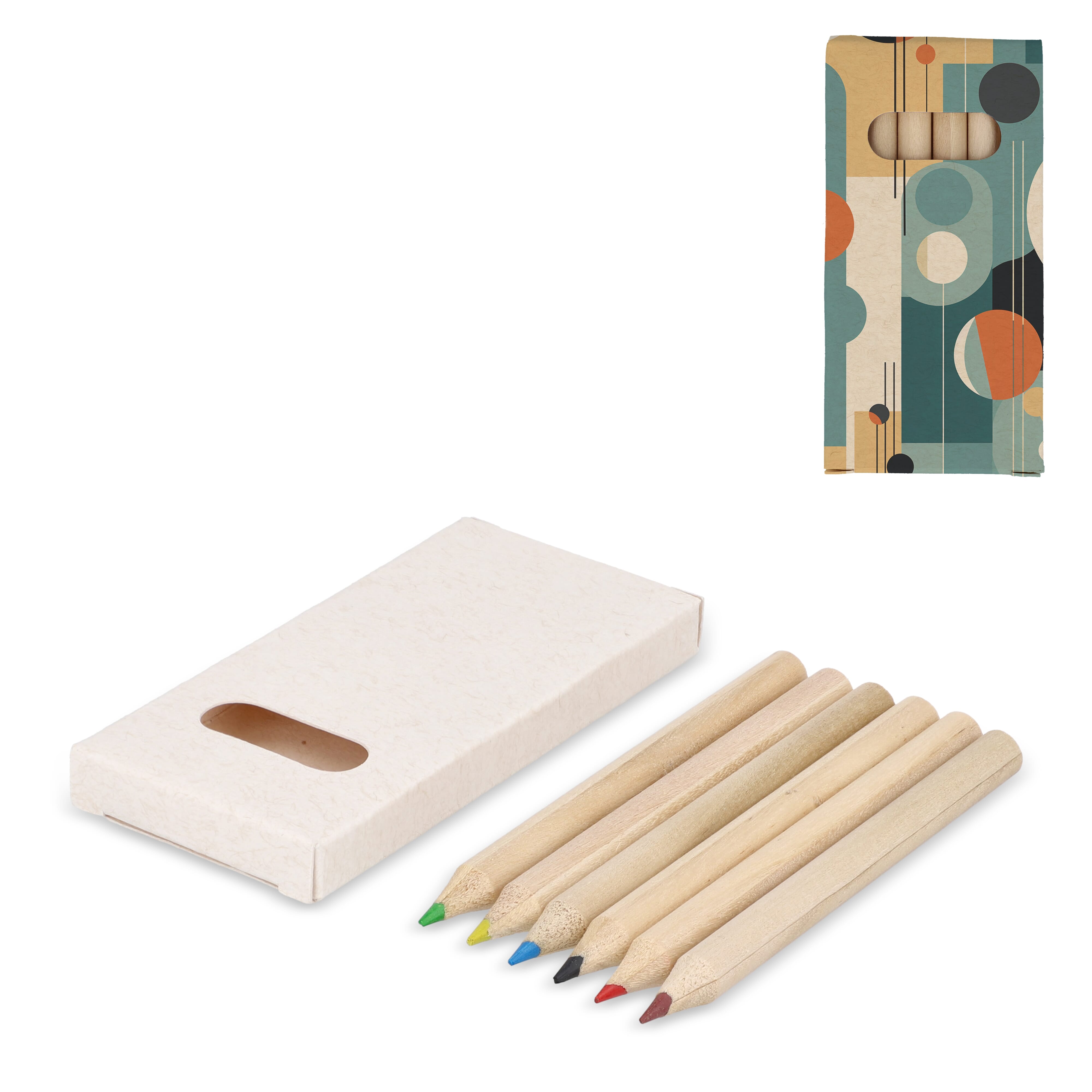 6 crayons de couleur dans une boîte en brique de lait recyclé