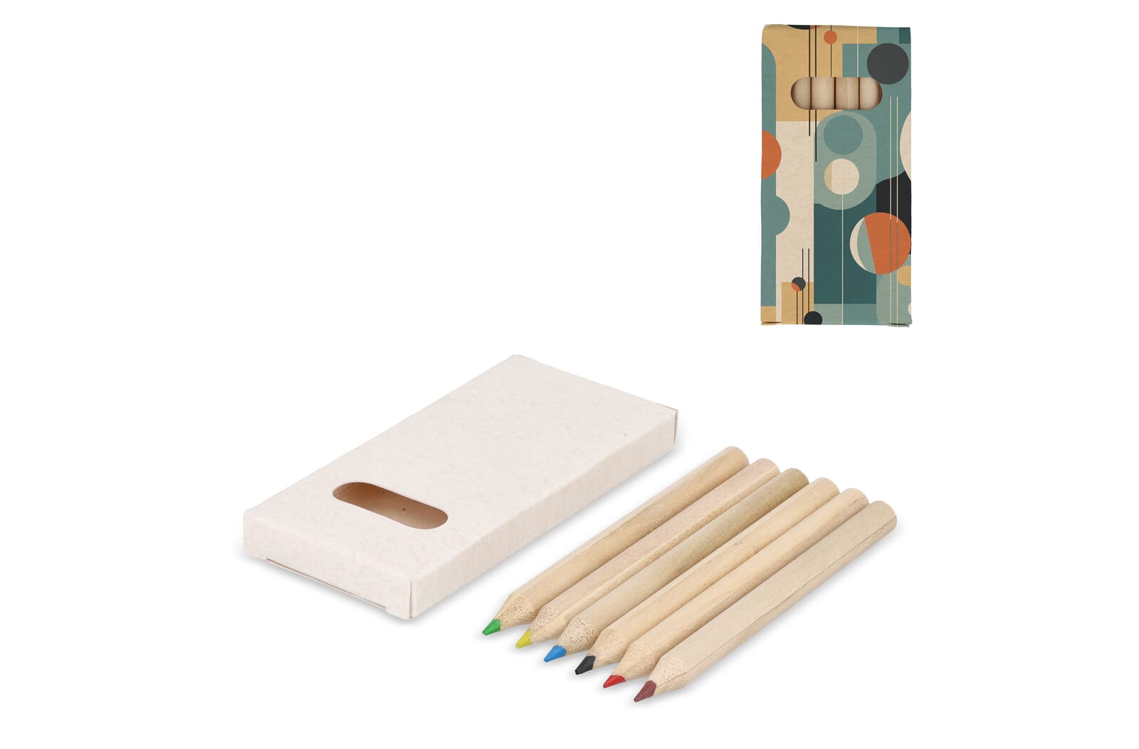 6 crayons de couleur dans une boîte en brique de lait recyclé