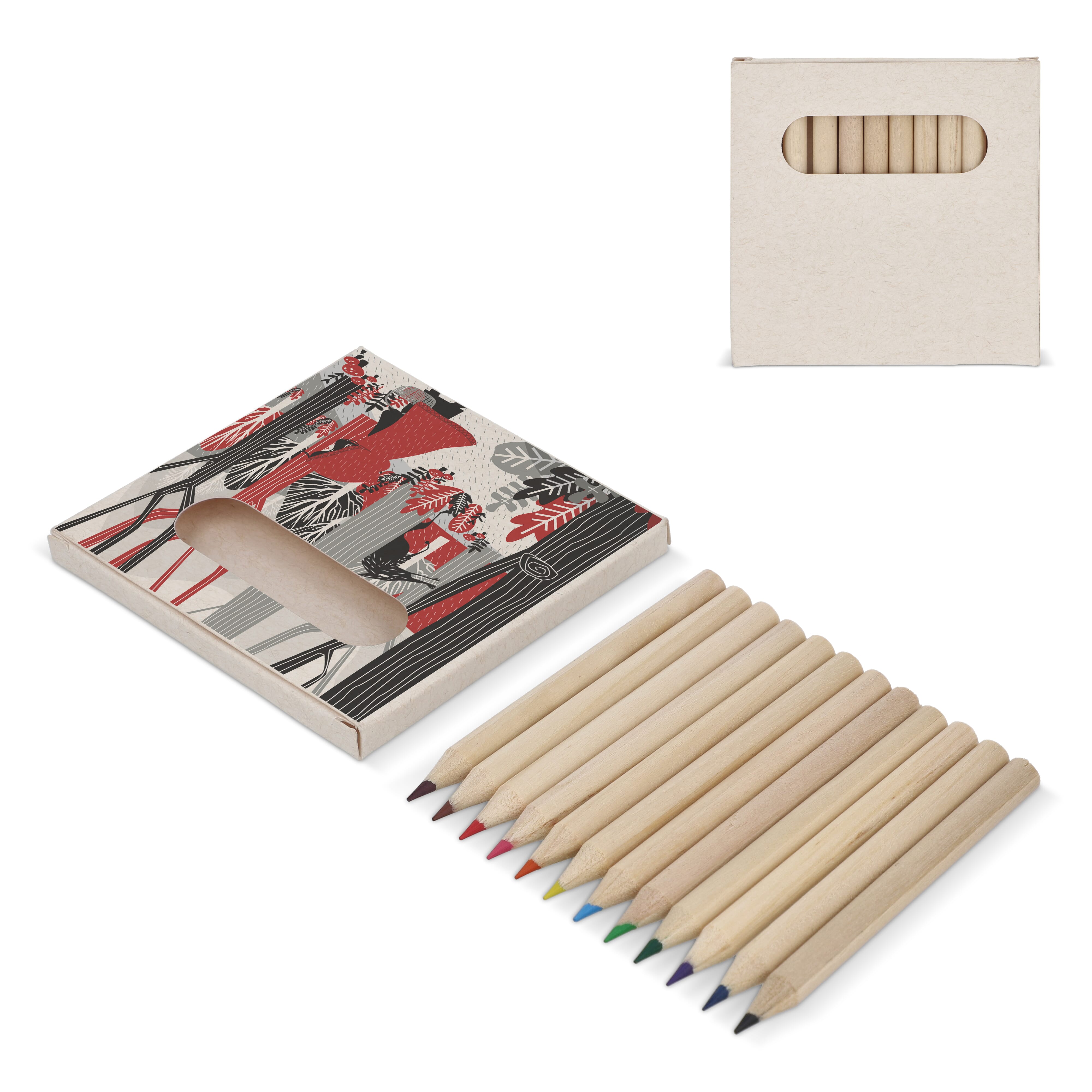 12 crayons de couleur dans une boîte en brique de lait recyclé