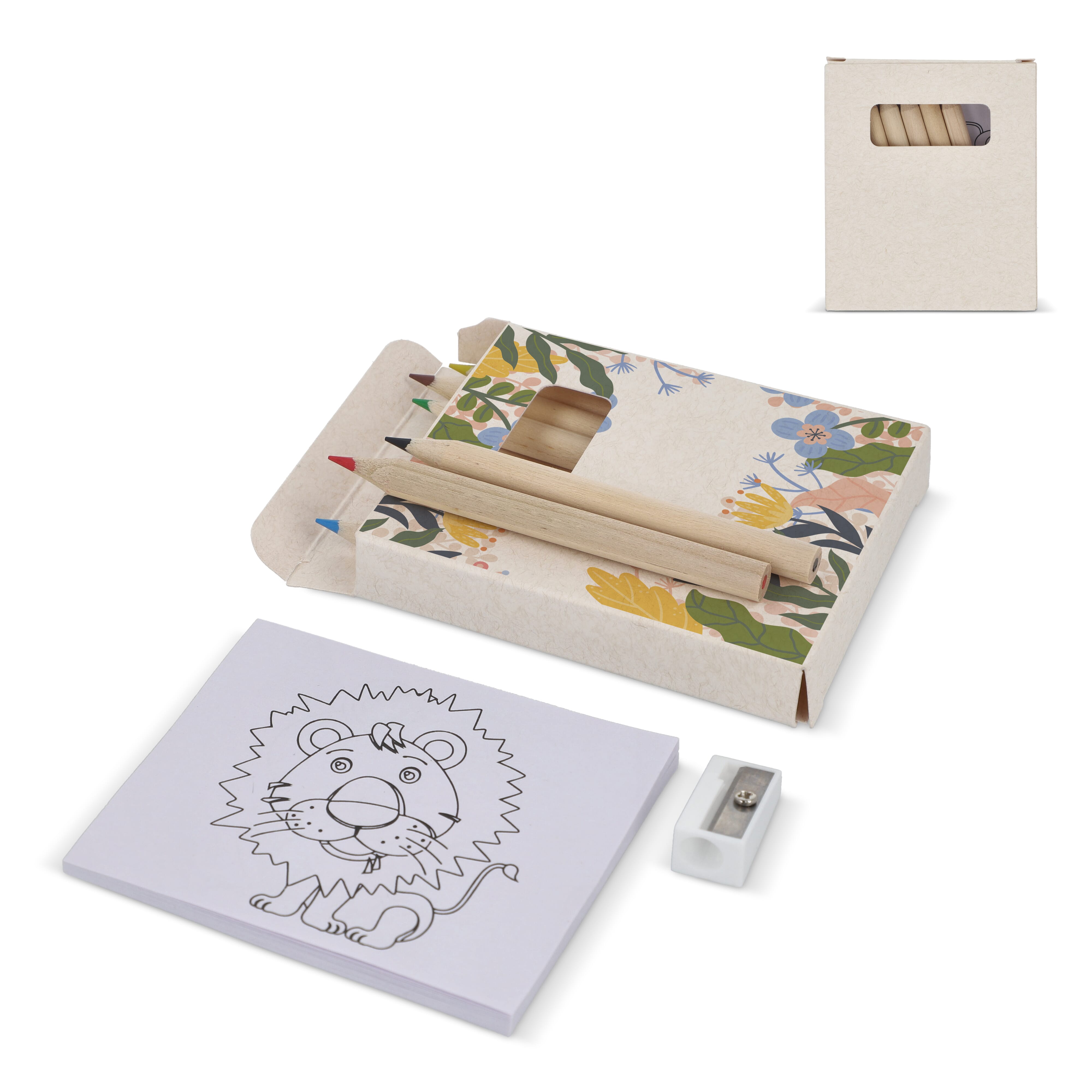 Set de coloriage de 8 pièces dans une boîte en brique de lait recyclé