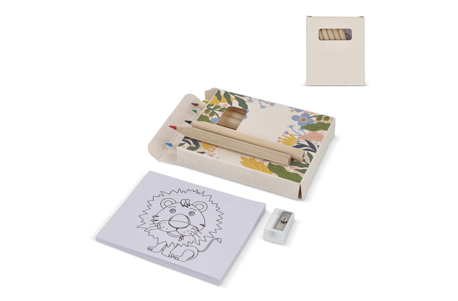 Set de coloriage de 8 pièces dans une boîte en brique de lait recyclé