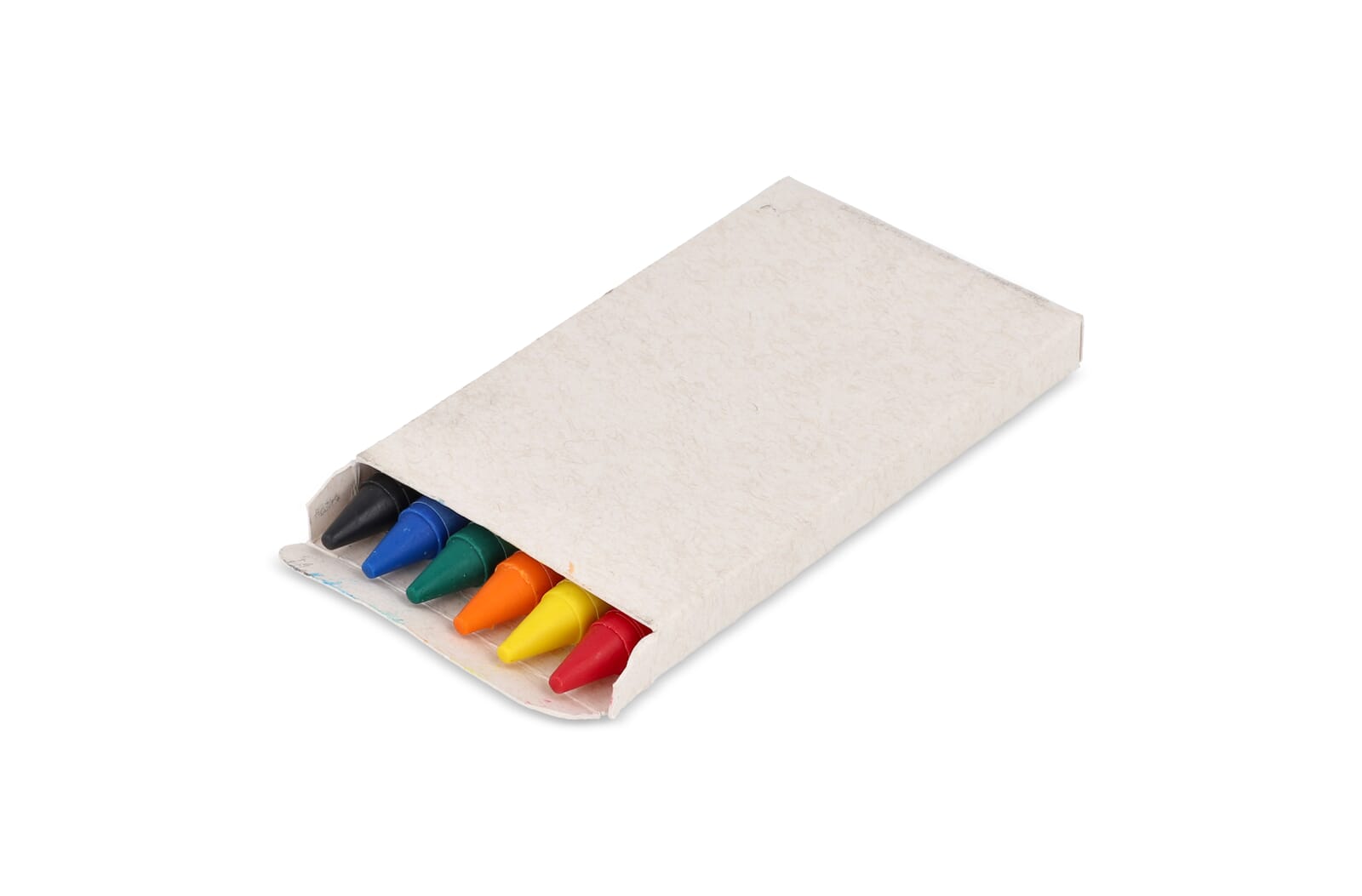 6 crayons gras de couleur dans une boîte en brique de lait recyclé