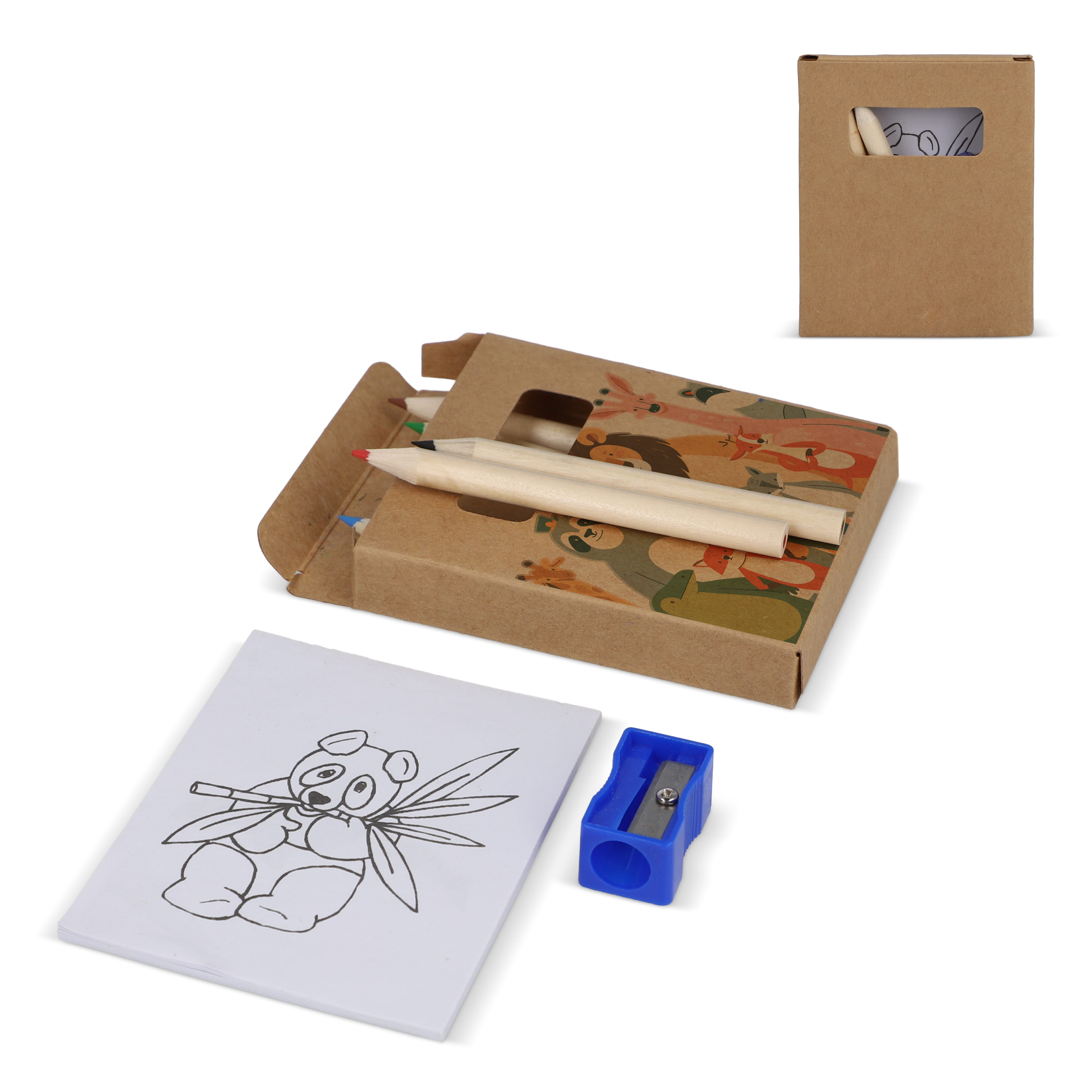 Set de coloriage de 8 pièces dans une boîte kraft