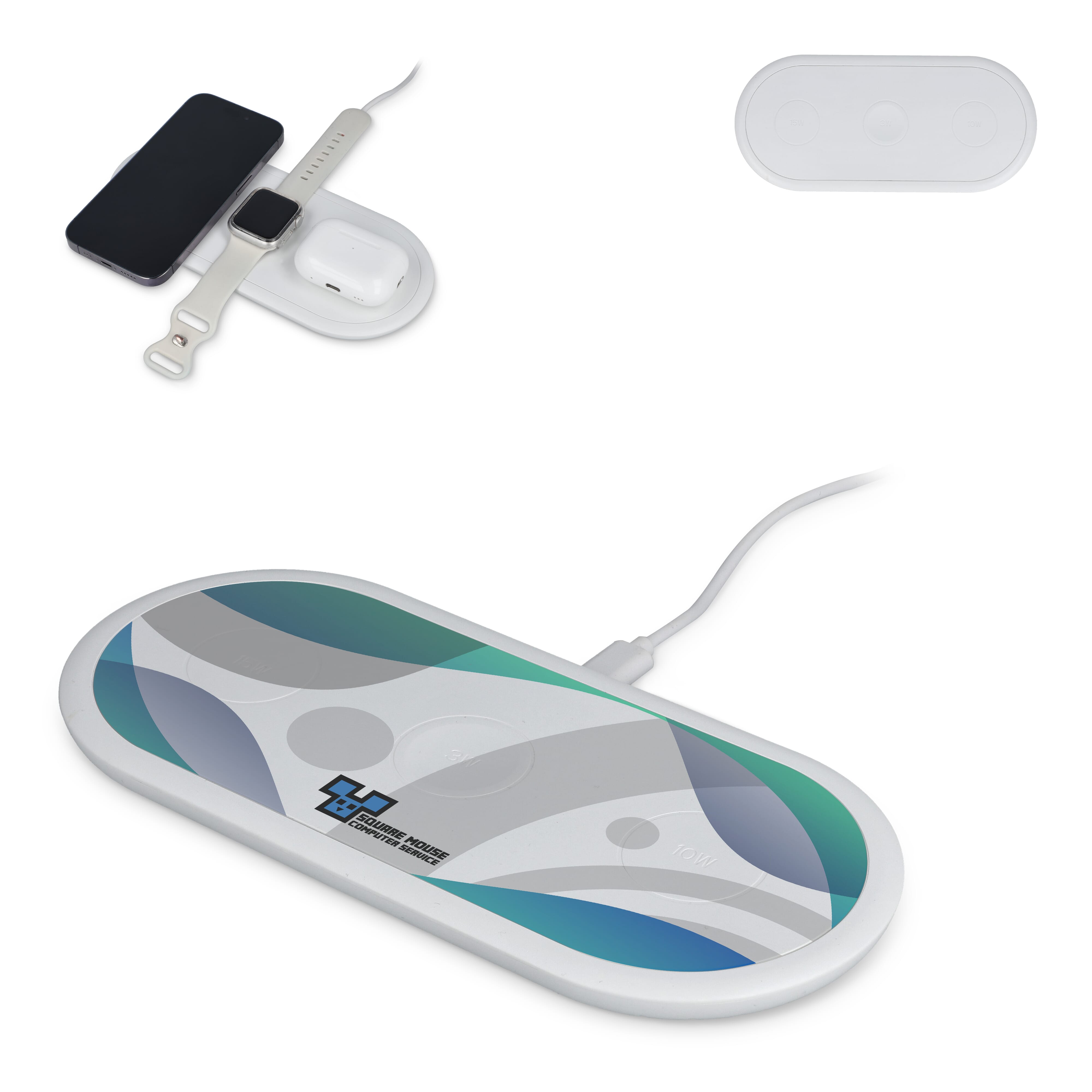 Chargeur sans fil rapide 3-en-1 15W   téléphones / Apple Watch / AirPod