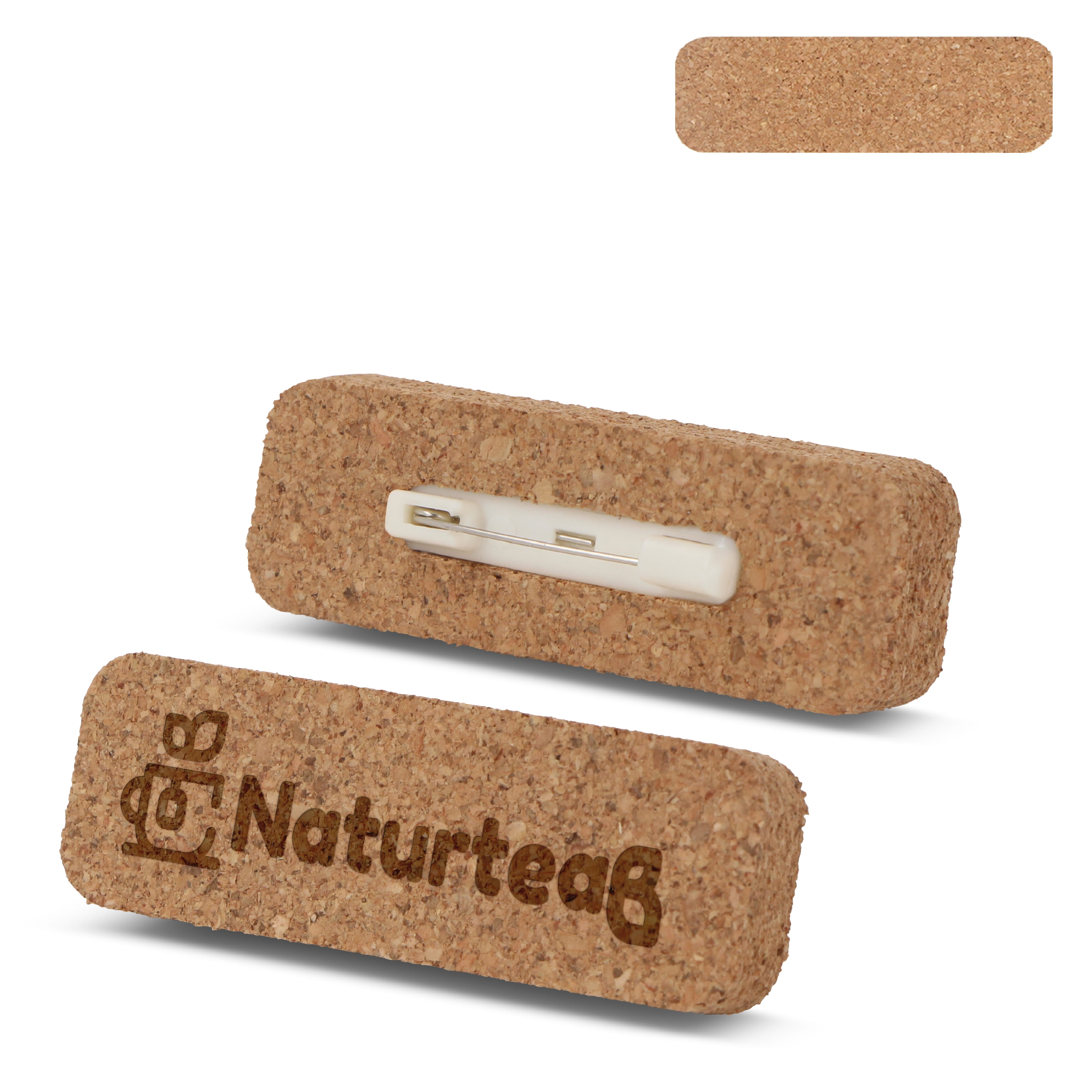 Badge nominatif en liège avec épingle