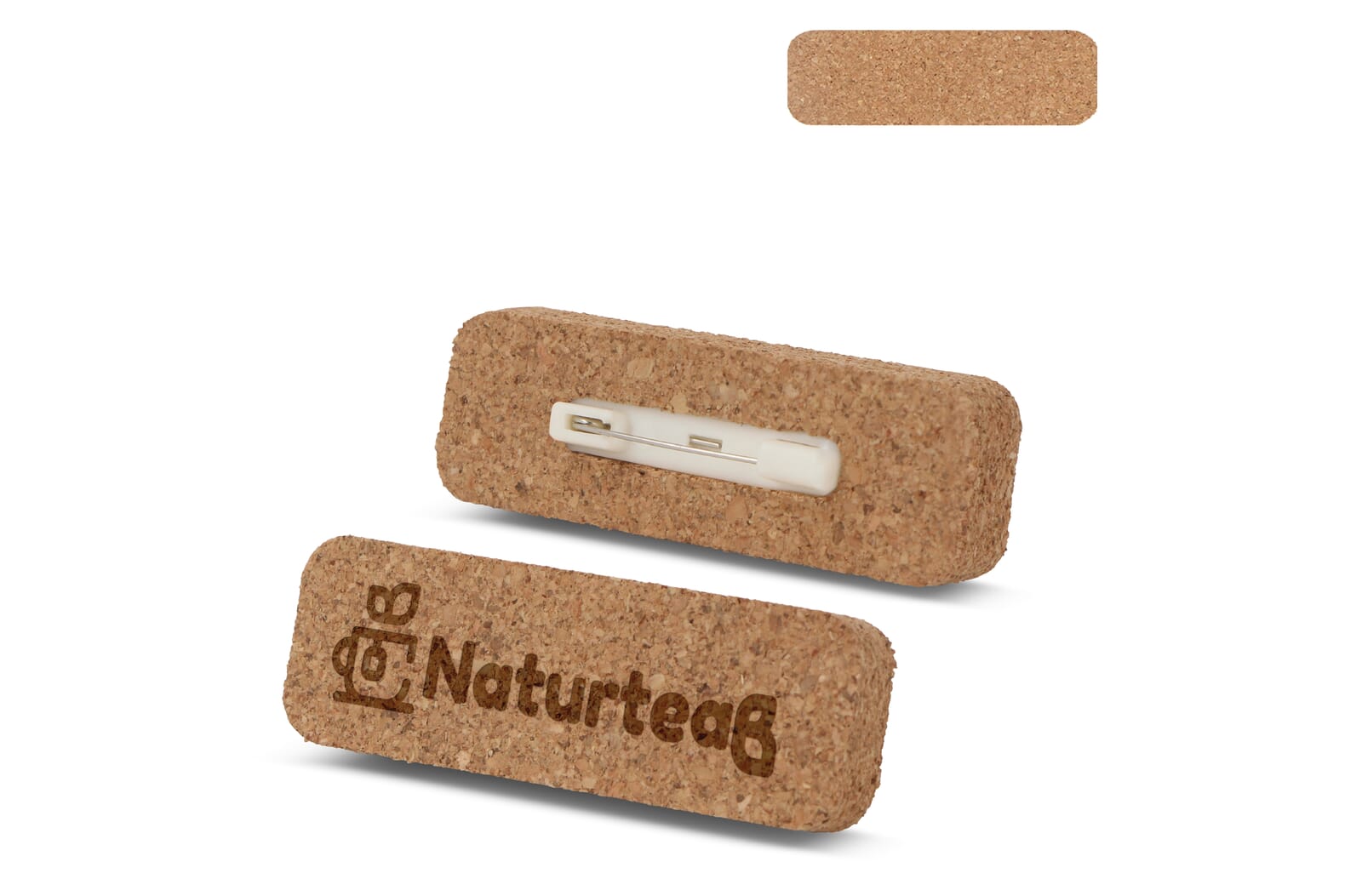 Badge nominatif en liège avec épingle