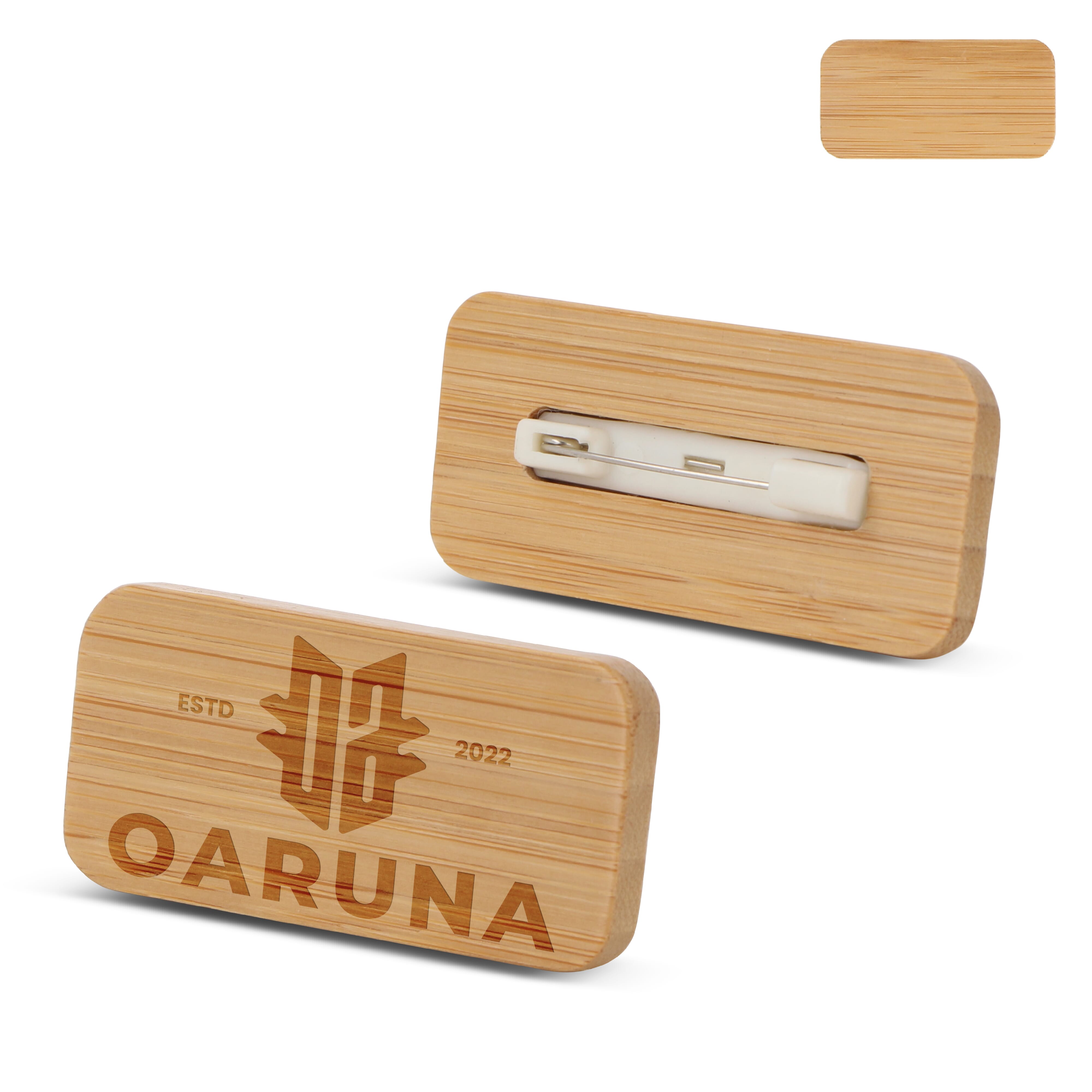 Badge nominatif en bambou avec épingle